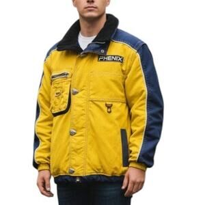 PHENIX Ski Jacket Vintage 90s Men XL Packable hood Detachable sleeves Zip-up